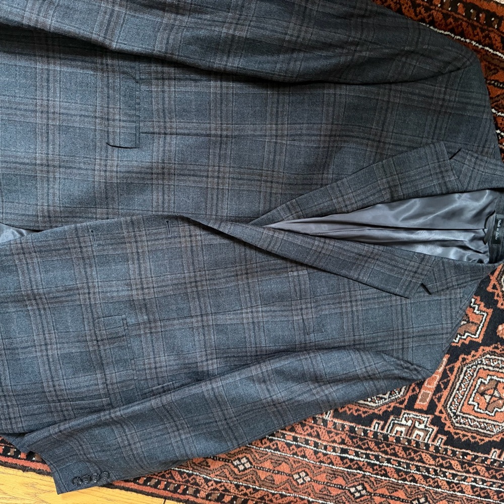 Men's Gray/Brown Plaid Blazer